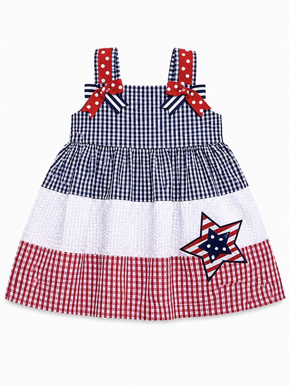 Counting Daisies 12M Patriotic Gingham Dress Red White Blue 4th of July American